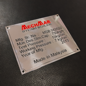 Engraved Machine Specification Tags